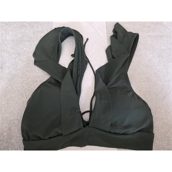 Robin Piccone Other - NWOT Robin Piccone Malia XS Olive GreenSolid Bikini Top Tie Back 123397